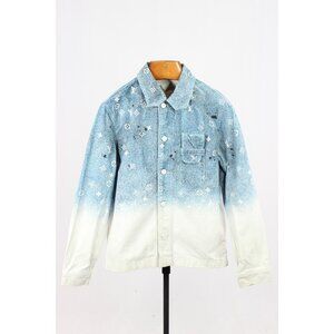 LOUIS VUITTON AW2020 Snowfall Gradient Ombre Logo Denim Overshirt, Size M